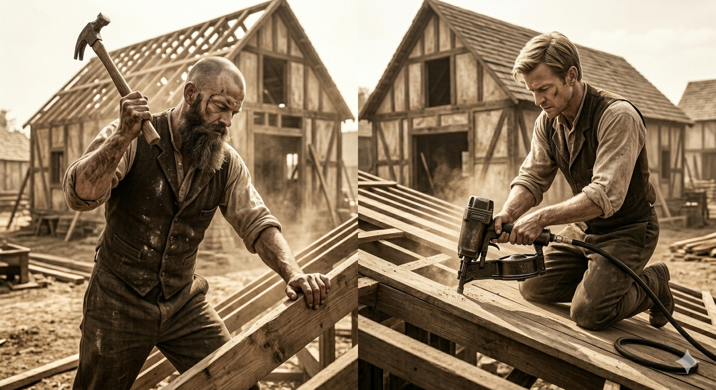 Two barns taking shape